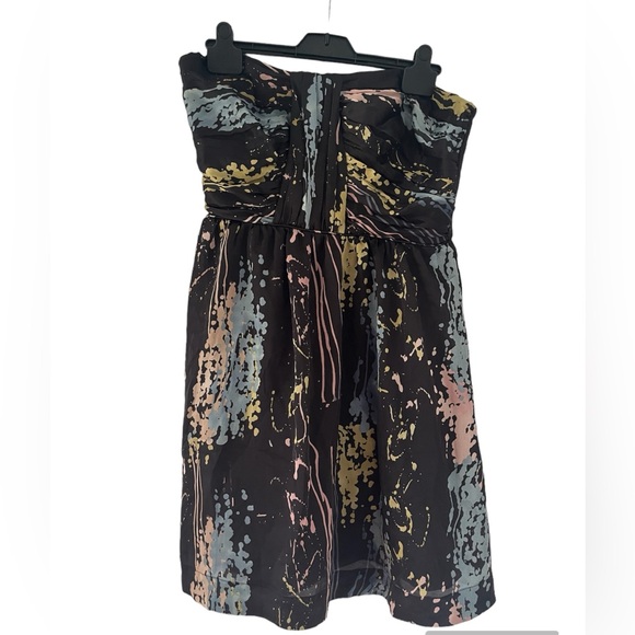 MATTY M Strapless Printed Dress - Black Multicolor, US L - Picture 1 of 5
